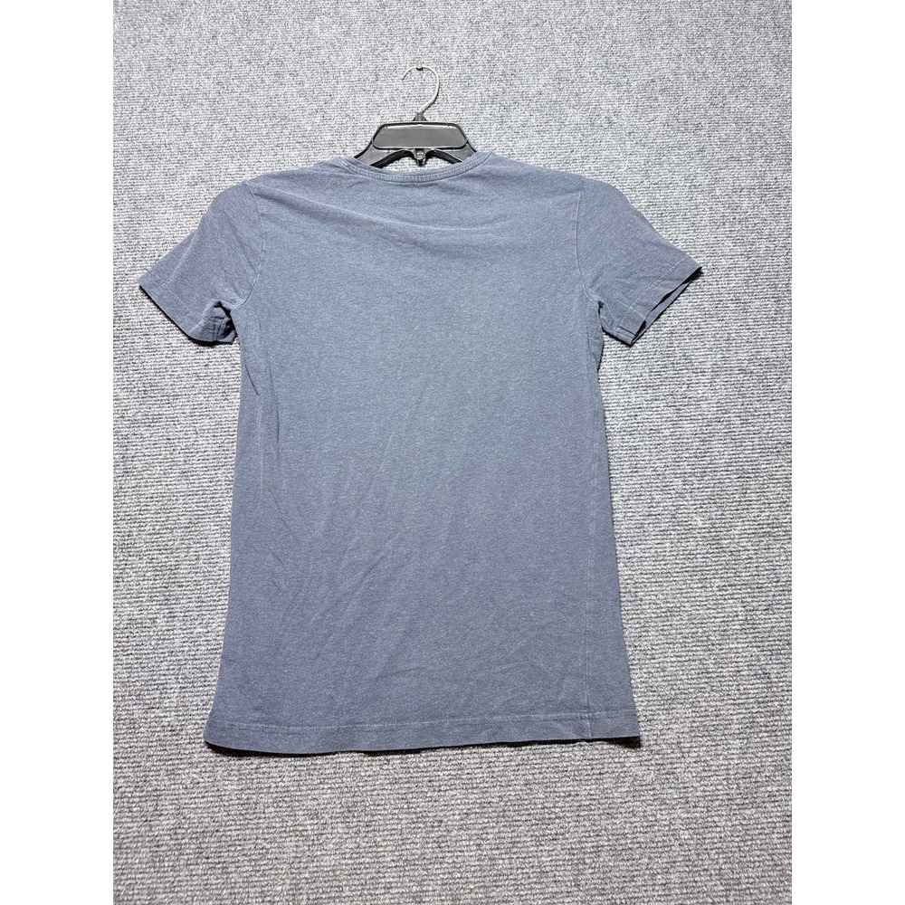 H&M V-Neck T-Shirt Women Small Blue Basic Fine Cotton Stretch - Picture 3 of 9